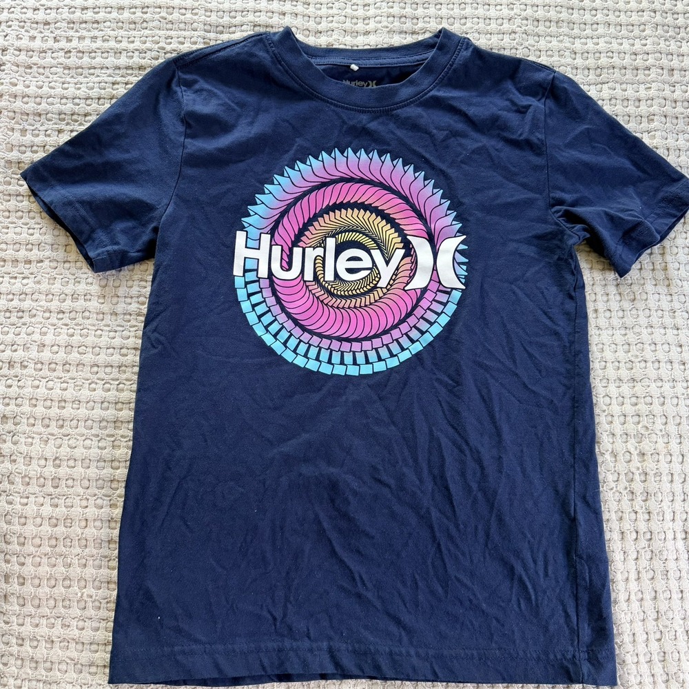 Hurley Boys logo short sleeve T shirt Size M 10/12 navy